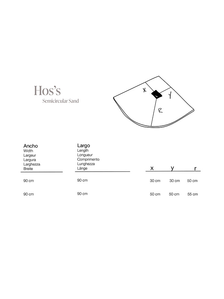 Hos’s Sand · polkrožna — Risba z merami · polkrožna izvedba Sand