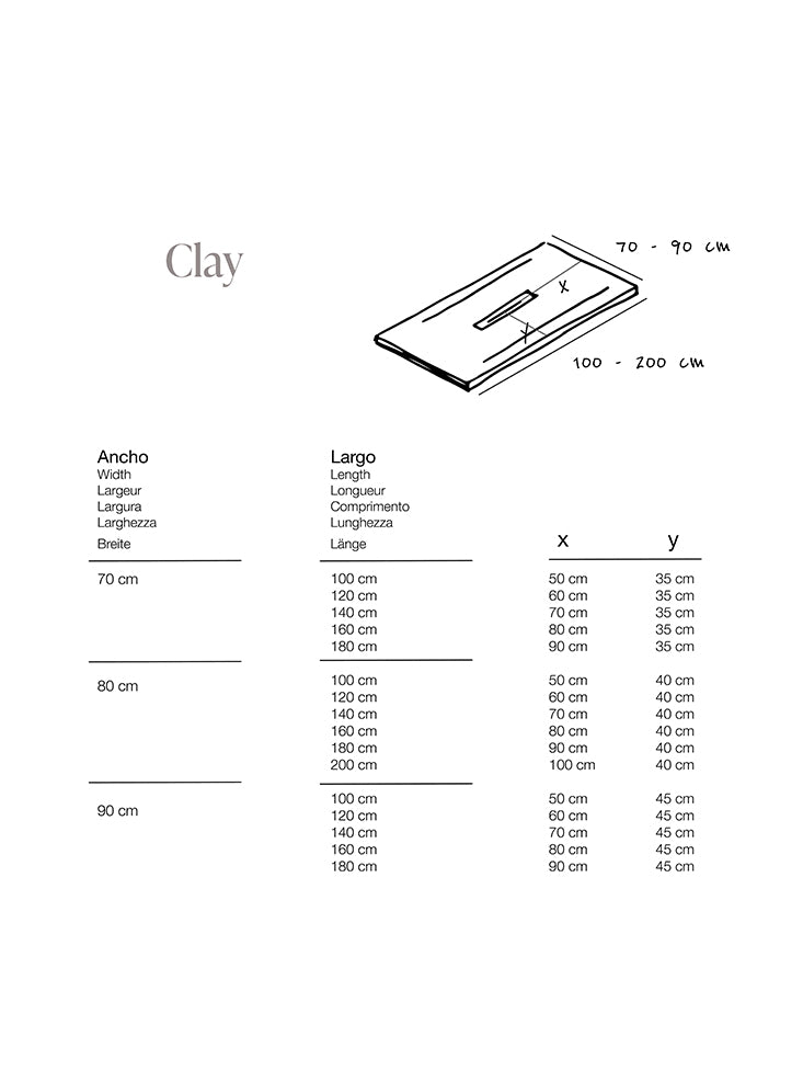Clay · črna rešetka — Clay s črno rešetko · tehnična risba in mere