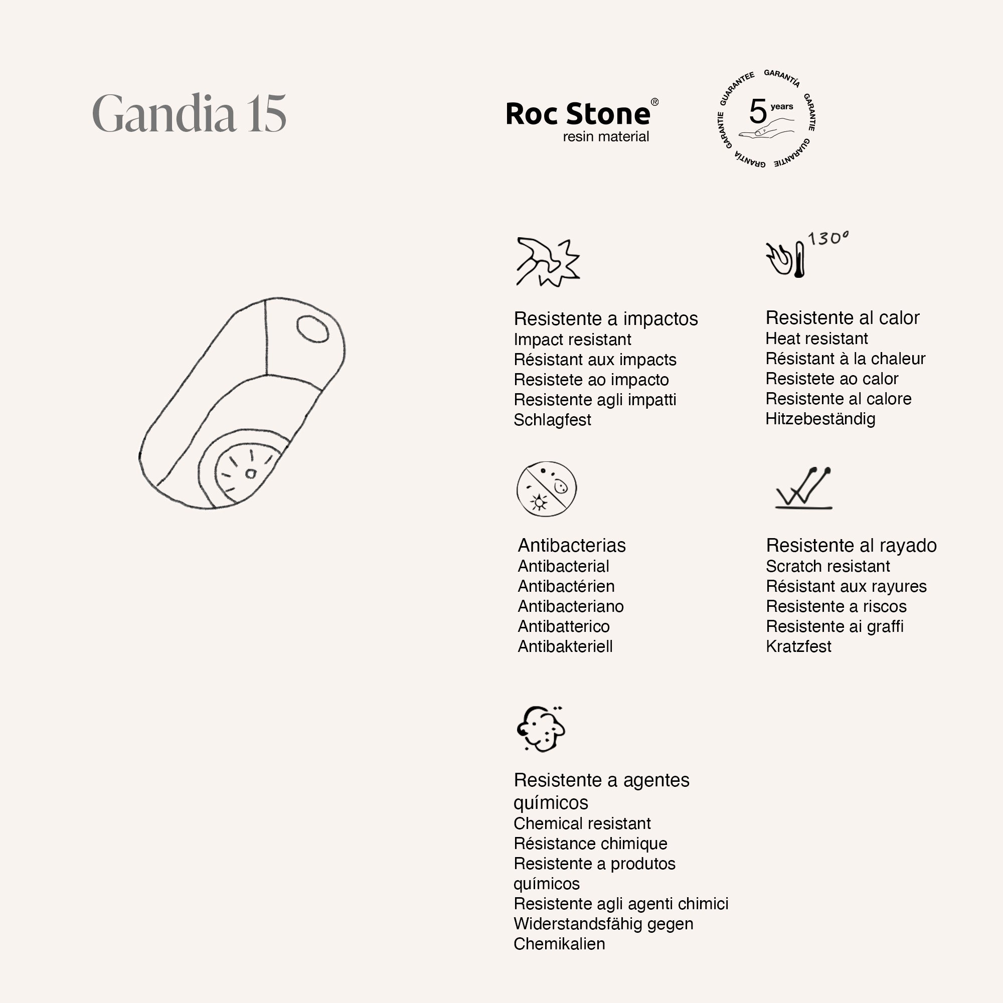 Gandia 15 Roc Stone® · izvirni prikaz lastnosti
