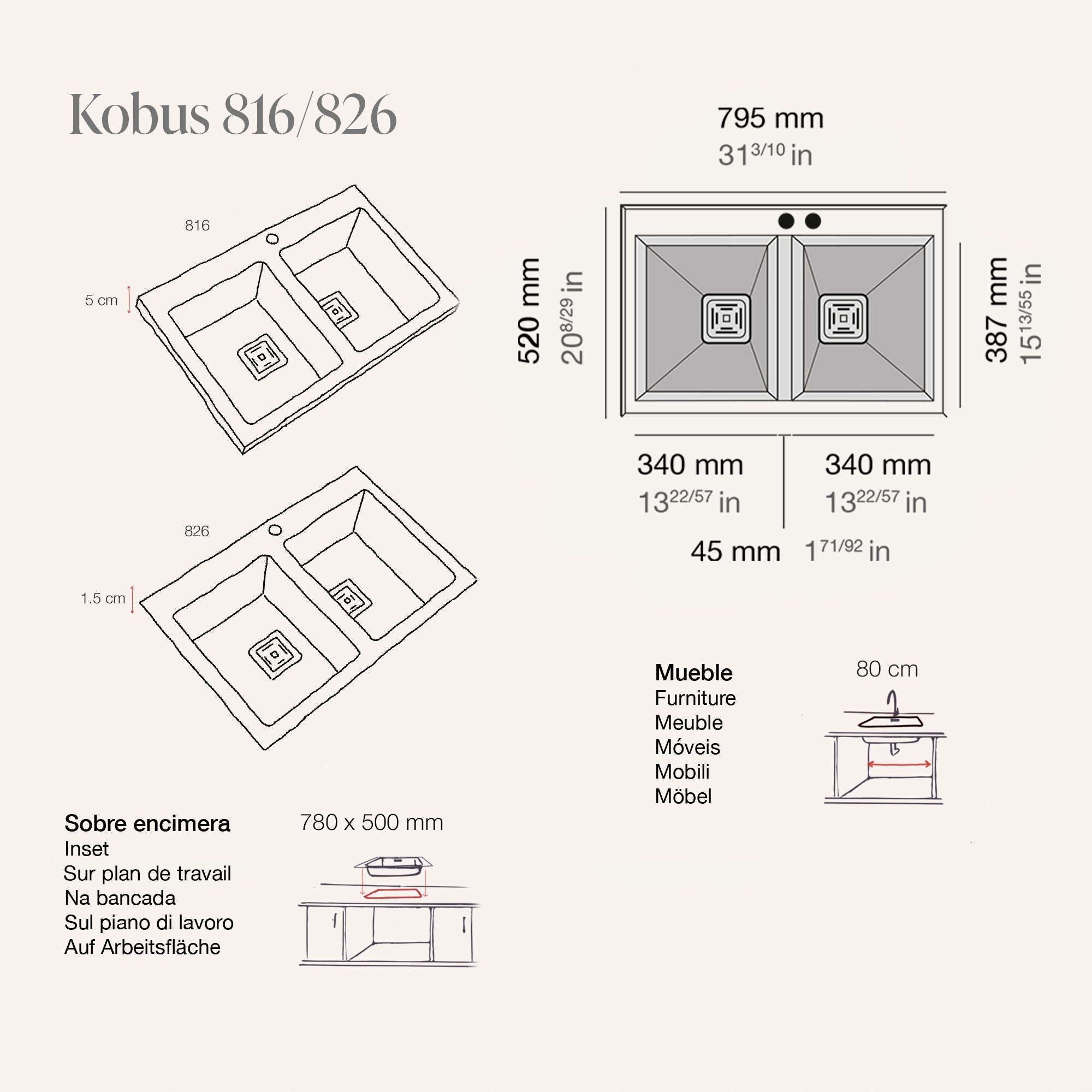 Kobus 816/826 Hekla® · izvirna tehnična risba